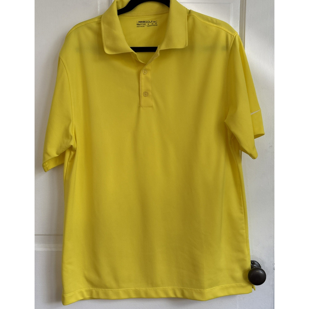 Nike Golf Fit Dry Short Sleeve Polo Shirt Golfing Casual Workwear Yellow | M